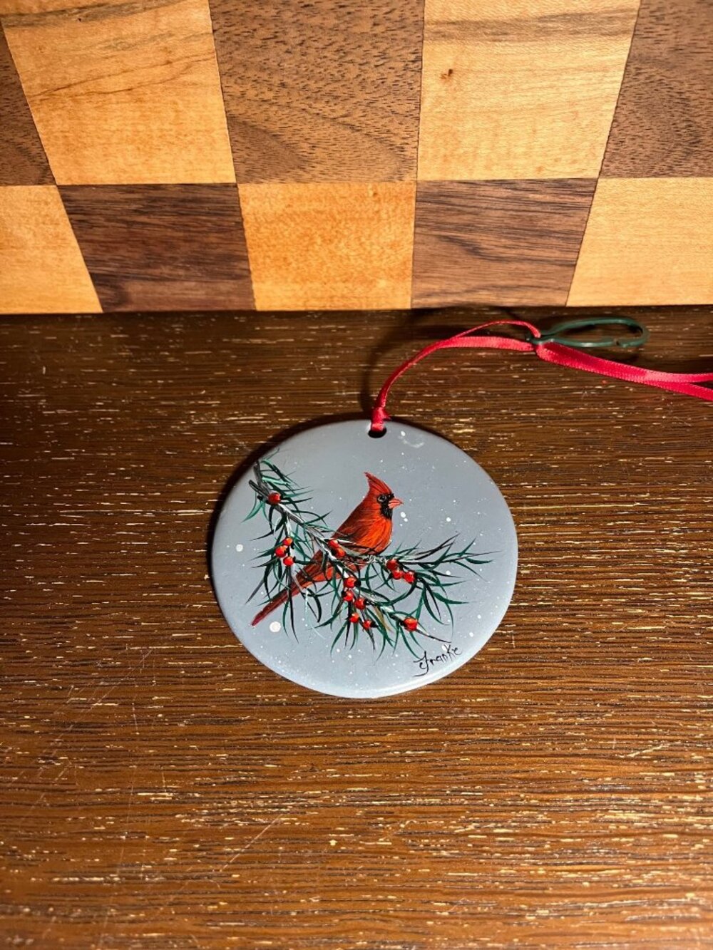 Hand Painted Cardinal Ornament A105